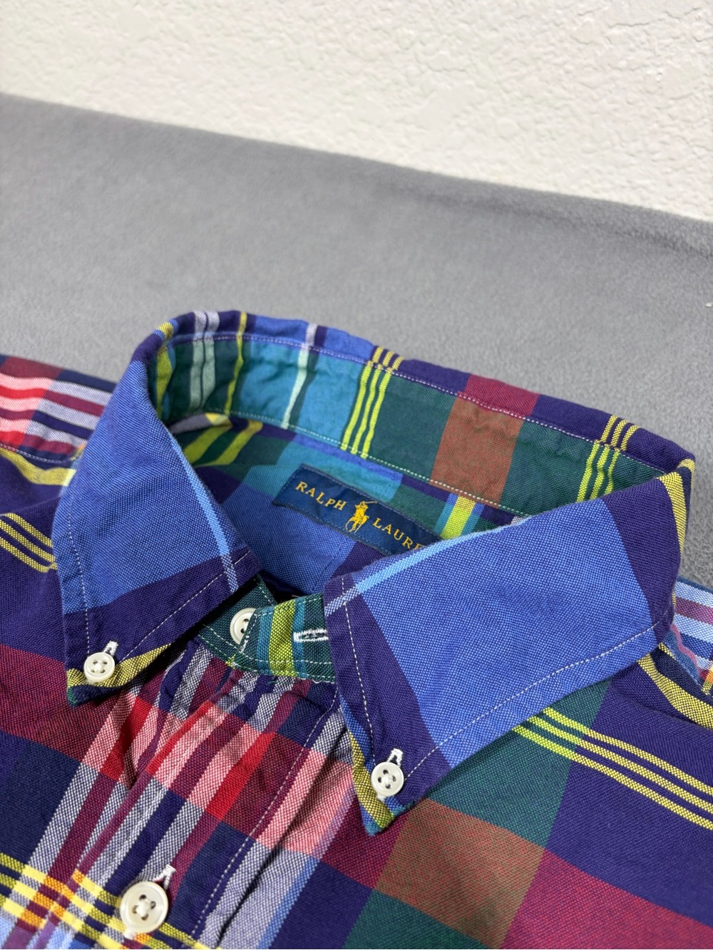 Ralph Lauren Madras Shirt Mens 2XB Multicolor Plaid Button-Down Shirt